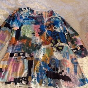 Abstract Multicolor Women's Tunic Top